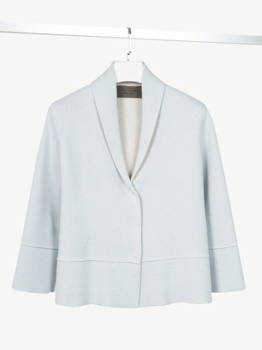 D. Exterior Blue Cashmere-Blend Knit Cardigan Blazer